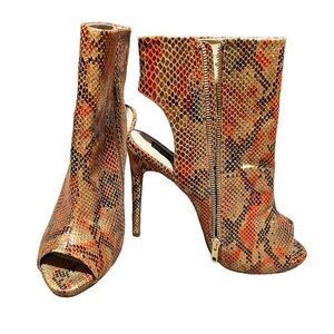 Snakeskin Bootie Heals Orange & Gold